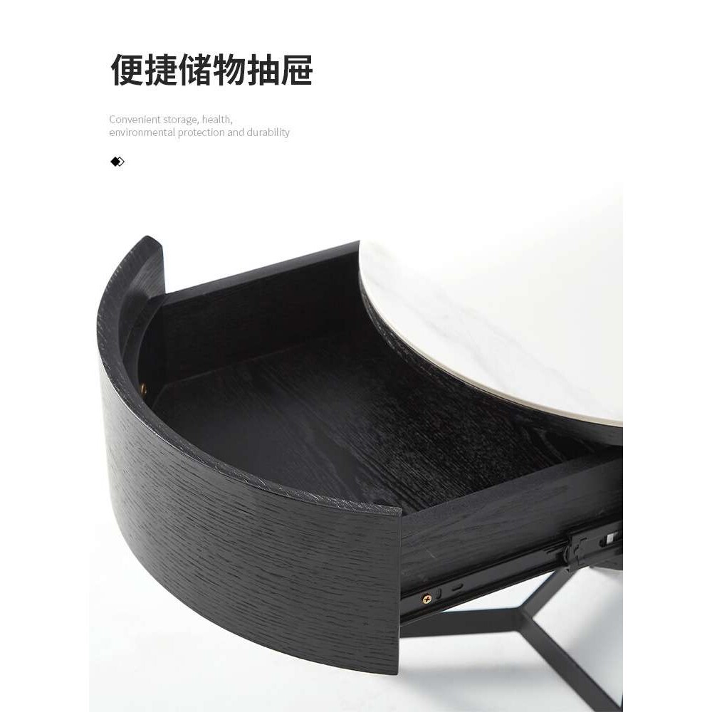 意式设计师风格圆形岩板床头柜北欧网红房间极简储物柜家用置物柜