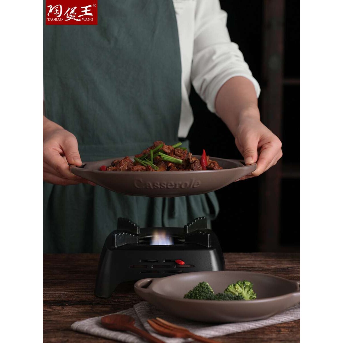 陶煲王陶瓷耐高温明火饭店加厚锅仔固体酒精干锅锅具砂锅家用