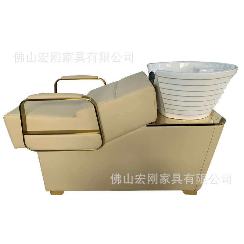 网红理发潮店半躺式高端洗头床美发店发廊专用陶瓷冲水床厂家直销