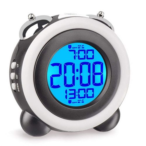 爆款热销简约led闹钟静音2组闹钟带夜光电子钟大铃声0705