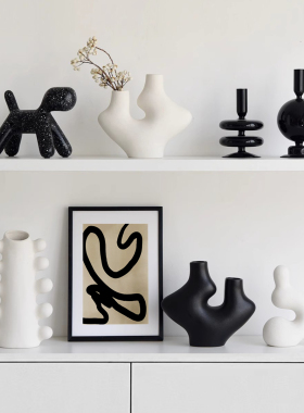 侘寂风高级感艺术异形装饰品摆件陶瓷创意软装花瓶酒书柜抽象摆设