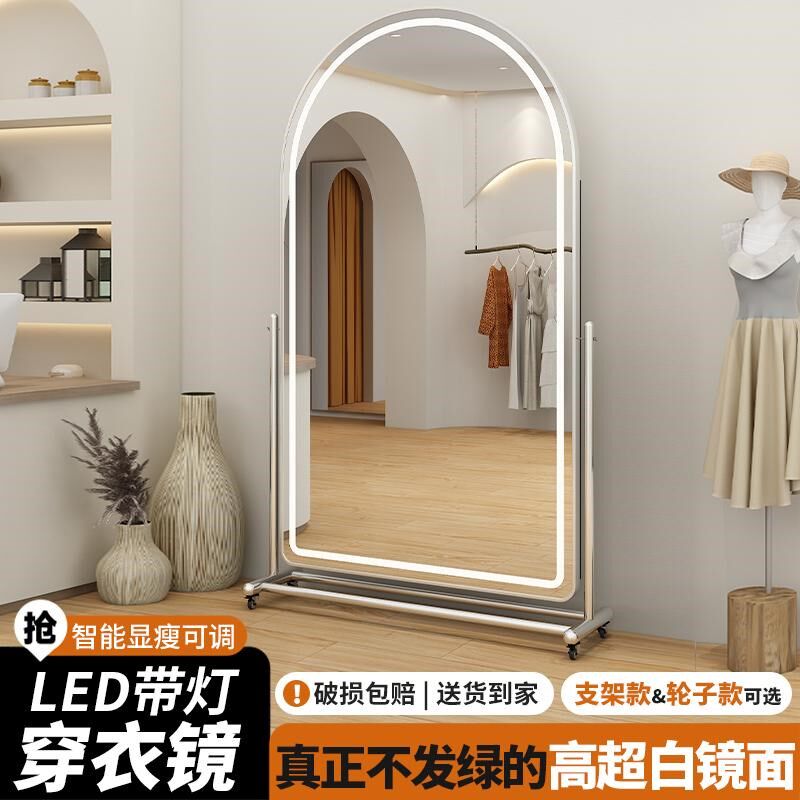 智能全身镜落地镜卧室家用试衣镜女穿衣镜壁挂LED灯挂墙镜子显瘦