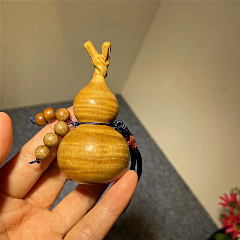 金丝楠龙头葫芦福禄木雕车挂饰创意家居天然材质原木小摆件手把件