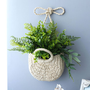 挂墙花篮仿真花艺套装塑料假花卉家居夏天壁饰室内墙面校园装饰品