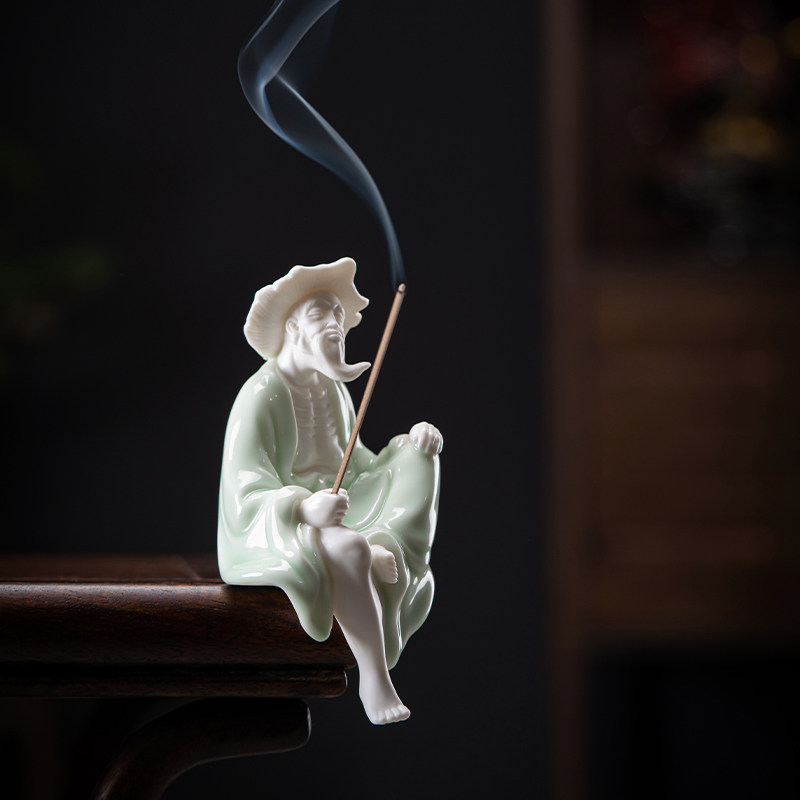 创意陶瓷人物姜太公钓鱼翁摆件家居客厅鱼缸摆设景观假山流水饰品,家居饰品,装饰摆件,淘宝优惠券,粉丝福利购,淘宝优惠卷