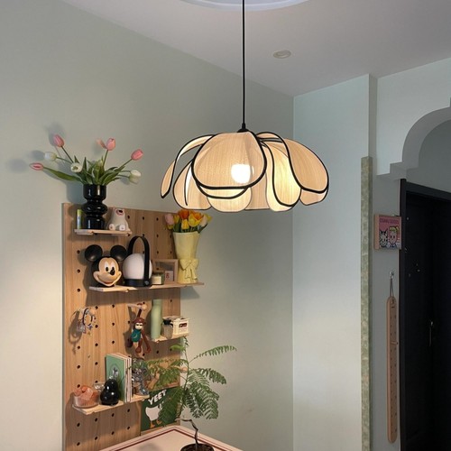 光品士中古花瓣吊灯卧室设计师奶油风布艺餐厅客厅灯复古床头灯具