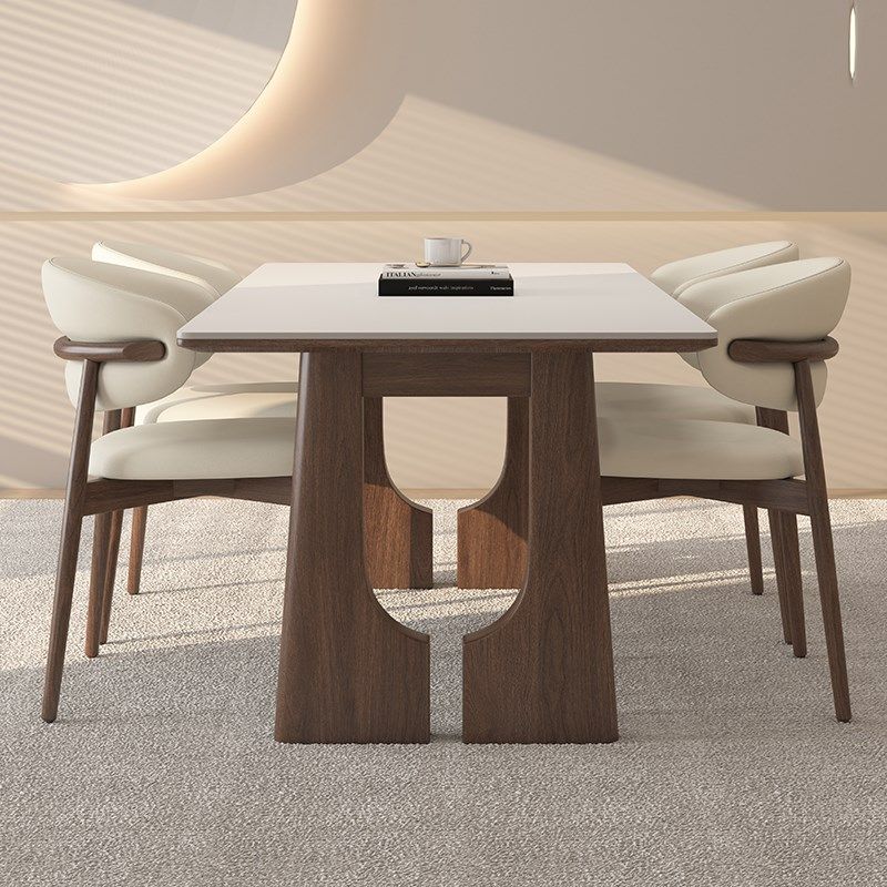 德利丰实木岩板餐桌椅组合家用法式奶油中古风小户型长方形饭桌子,住宅家具,岩板餐桌,淘宝优惠券,粉丝福利购,淘宝优惠卷