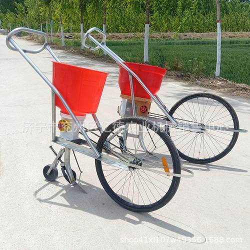 吉林地区热销农用手推施肥播种机精播施肥机花生双粒精播双轮撒肥