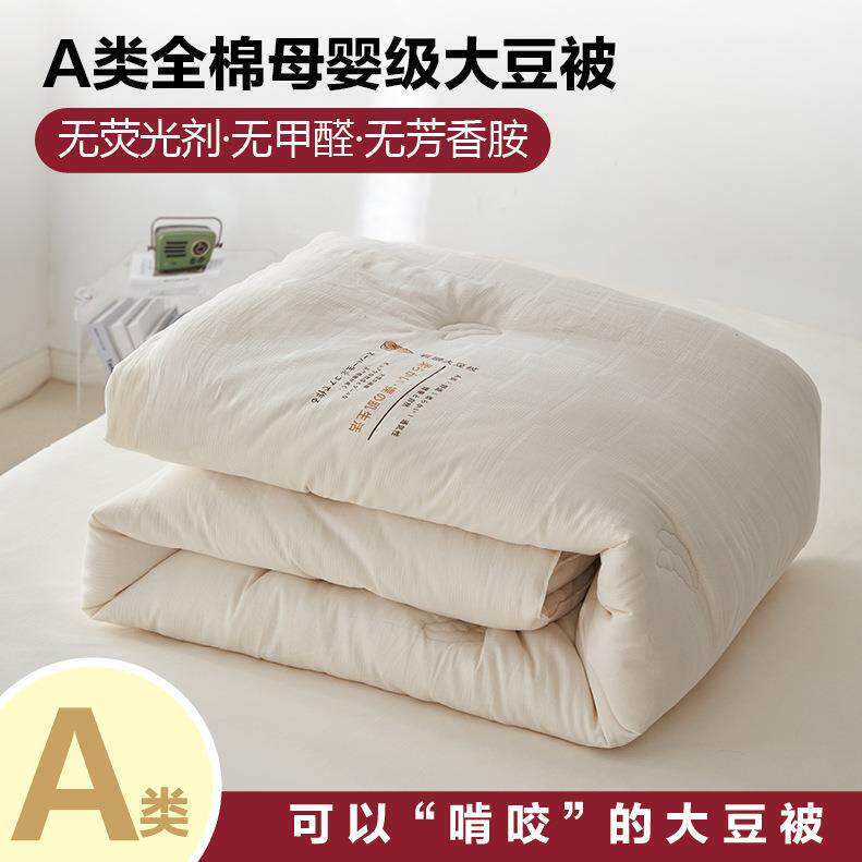 全棉A类小提花有机大豆纤维被纯棉加厚保暖被子春秋被可机洗被芯