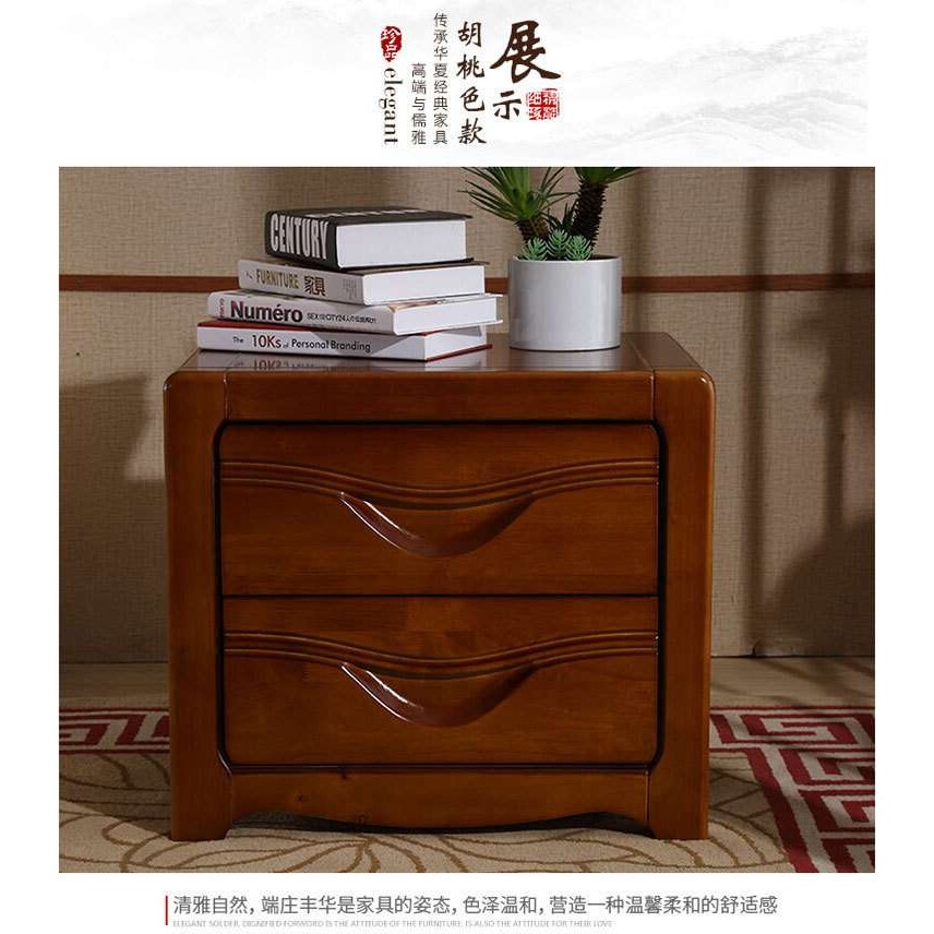 现代中式床头柜简易实木橡木床边柜整装家具收纳经济型储物柜子
