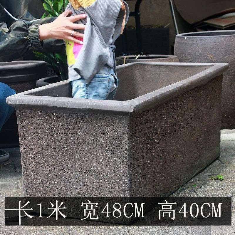 特大号长方形水培花盆粗陶瓷罐别墅户外紫砂陶养鱼荷花睡莲缸