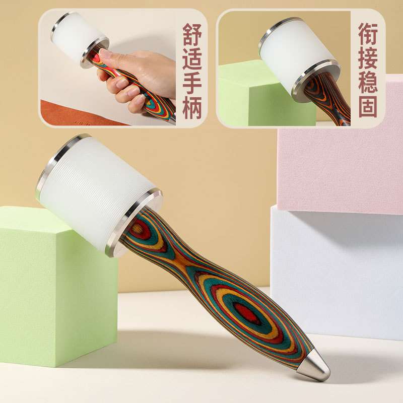 跨境三彩木手柄尼龙皮雕锤子手工皮革皮雕印花工具 安装锤子