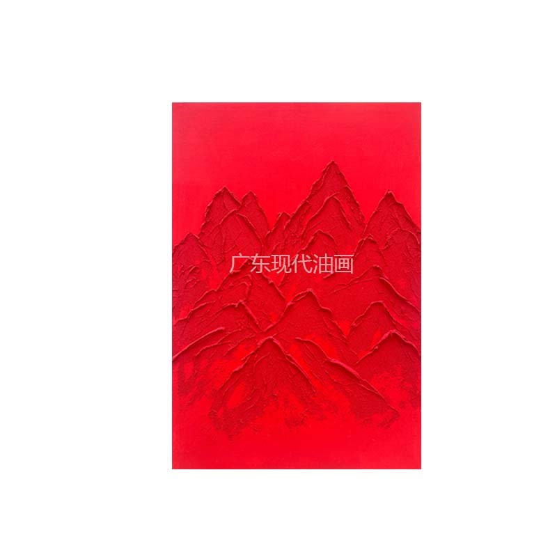 XD手绘沙画红红火火会议厅画画抽象画油发油肌理设计背景墙装饰画