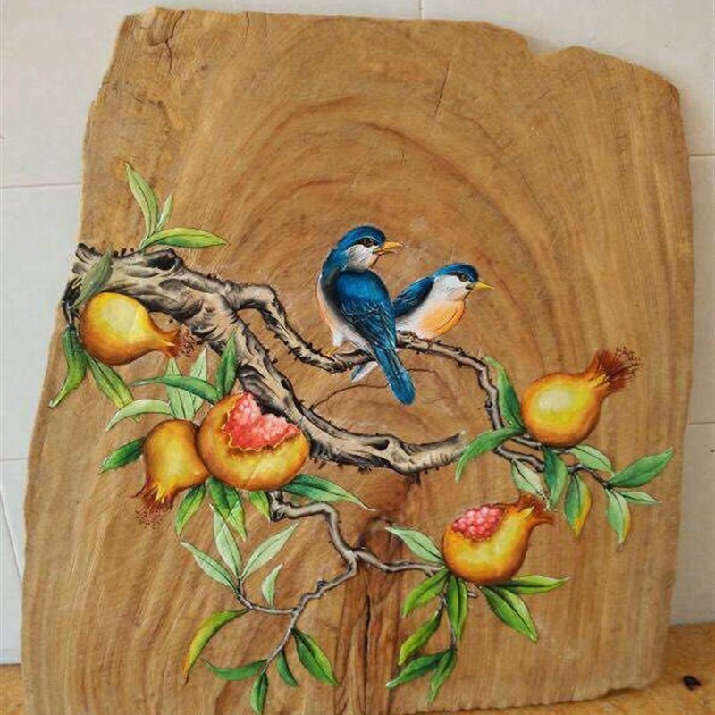 所樟木原生态风化木挂画壁饰壁画老木头手绘板画酒店客厅会茶老楼