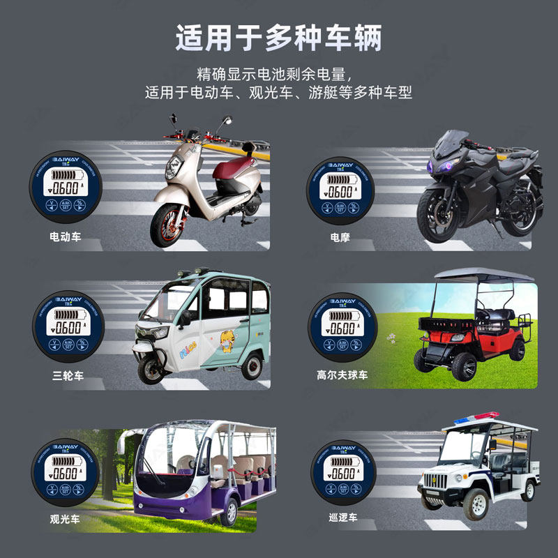 TR16防水库仑计电瓶电动车电摩三轮车电量显示器表电池容量检测仪