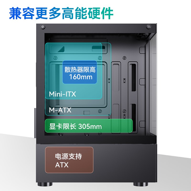 iinm海景房matx游戏机箱itx台景电脑小主机全式侧透明240水冷