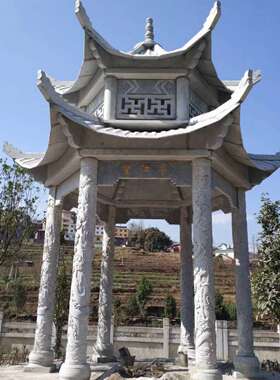 石雕凉亭手工制作 仿古现代青石花岗岩材质多种造型定做安装