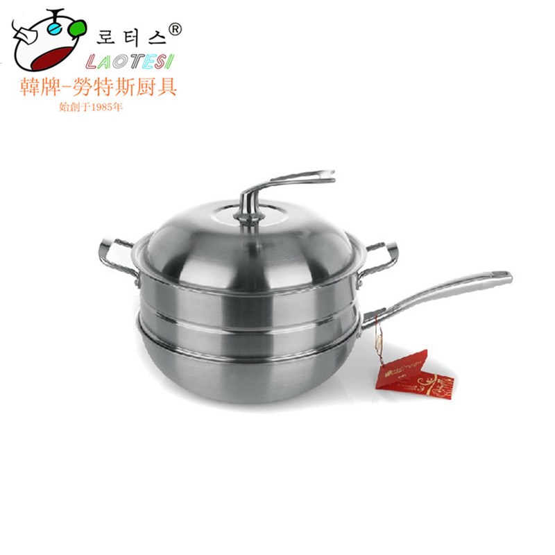 炒锅 304不锈钢大炒锅5层不粘锅无油烟无涂层电磁炉通用