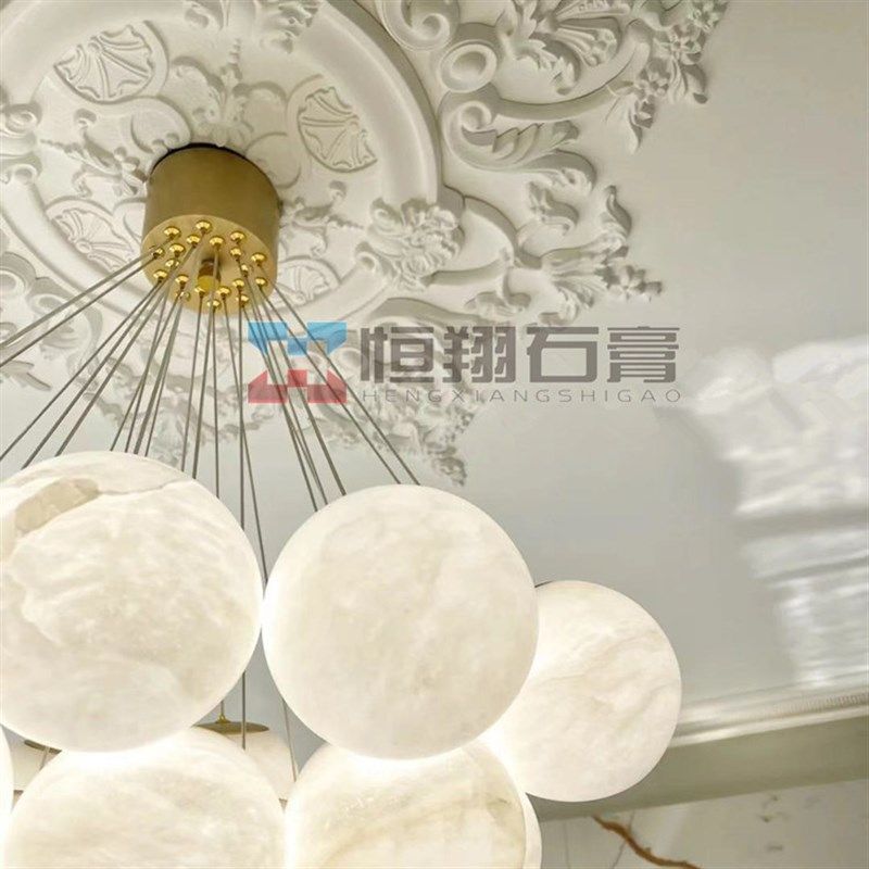 法式石膏灯盘吊顶欧式线条角花壁花天花墙壁背景装饰花角灯池定做