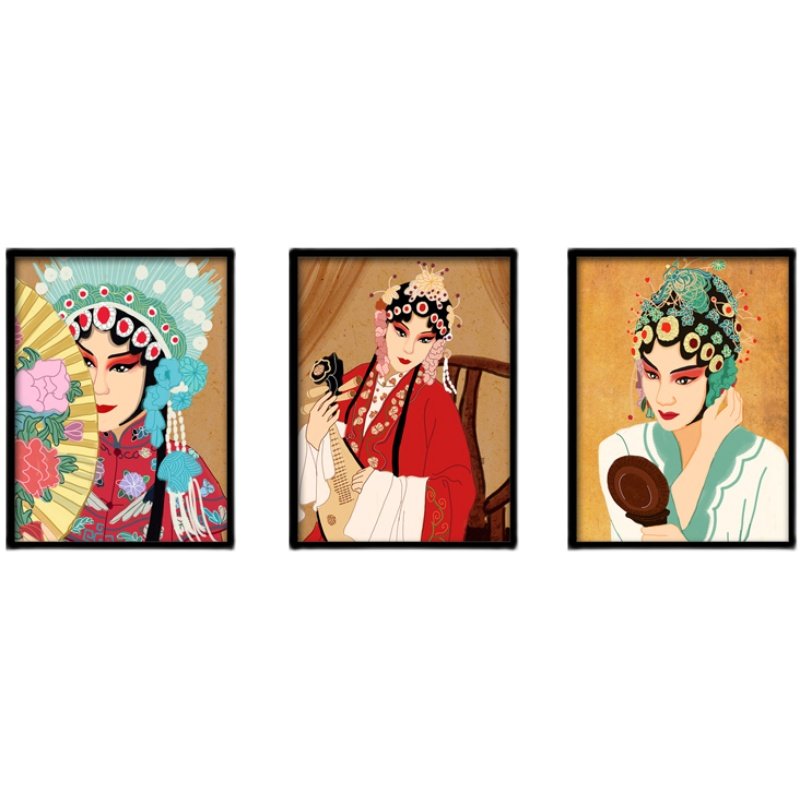 京剧戏曲花旦人物脸谱装饰画饭店现代装饰画