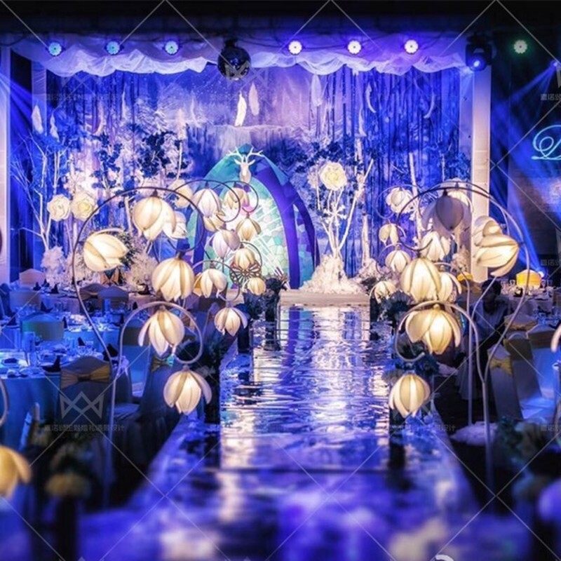 婚礼装饰新款婚铃创意T台布花5头花蕾路引 婚庆道具礼兰置路引