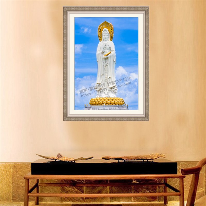 精品绣大幅大慈大悲南海观音十清超套件印花字晰多配绣线送小工具
