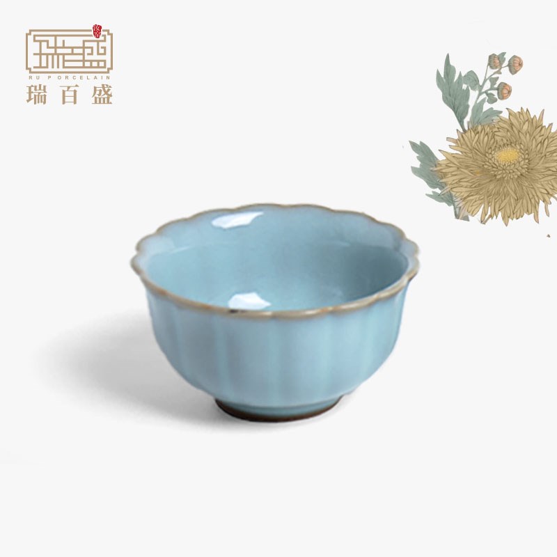 汝窑天青釉汝官窑功夫茶杯主人杯陶瓷品茗杯开片冰裂釉单杯