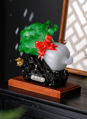 陶瓷大小白菜百财如意创意工艺品玉百财聚福招财装饰新店开业礼品