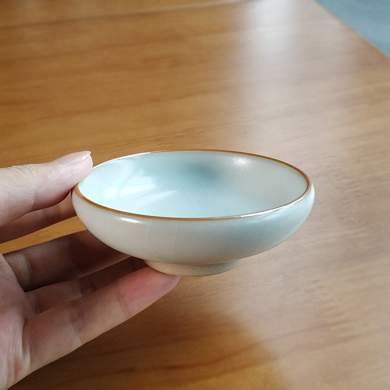 善款汝窑开片普洱杯善窑全手工汝窑主人杯月白釉茶杯茶具品杯