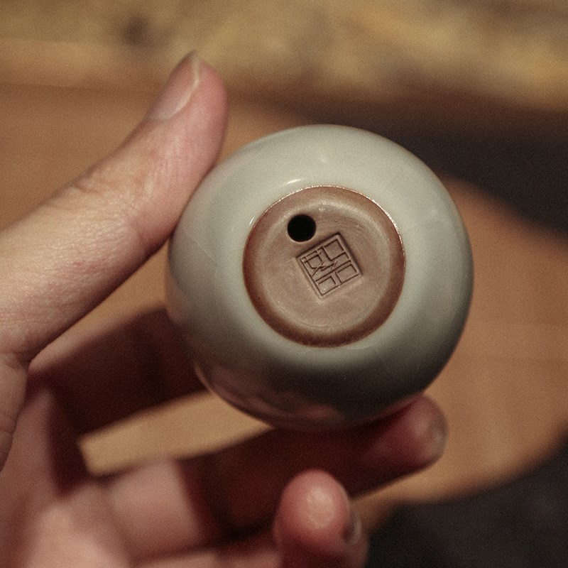 汝窑鸡蛋茶宠原矿玛瑙入釉汝瓷开片功夫茶具配件茶桌摆件茶玩