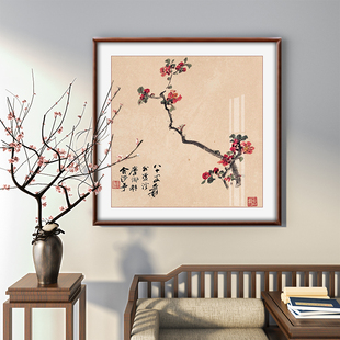 饭大千兰花图饭厅装饰画新厅斗方挂画张中式客厅沙发背景实木框画