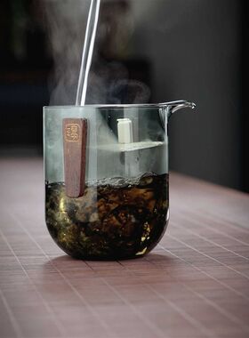 璃享高档磁吸月牙过滤公道杯茶漏一体分茶器创意耐热手工茶具全度