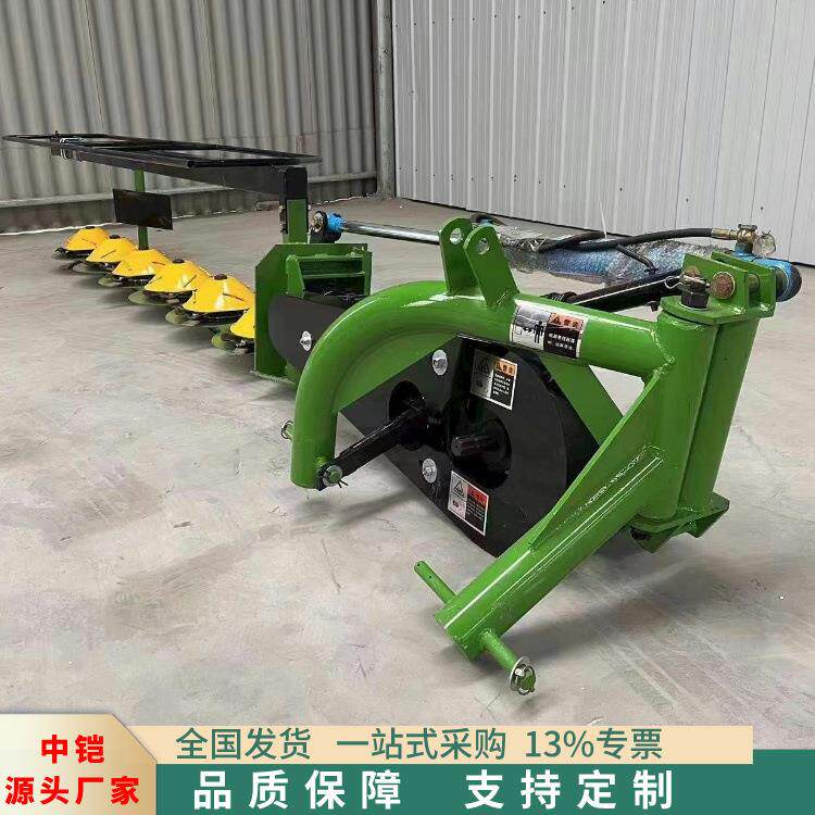 四轮拖拉机带后置5/6盘圆盘割草机 割草压扁机 圆盘压扁割草机