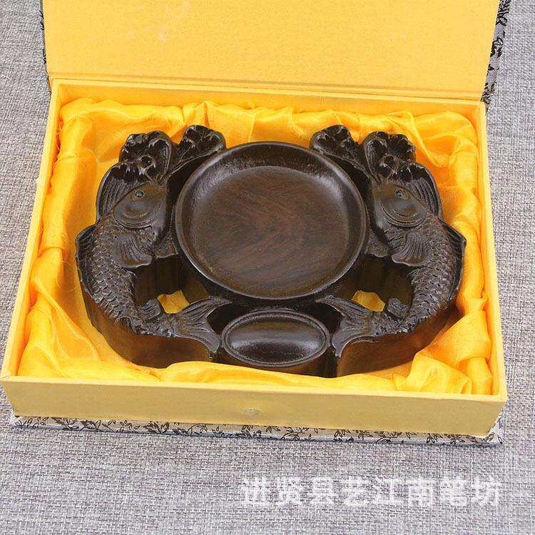 端砚雕花砚台砚雕花砚台 配锦盒 文房四宝砚台艺江南
