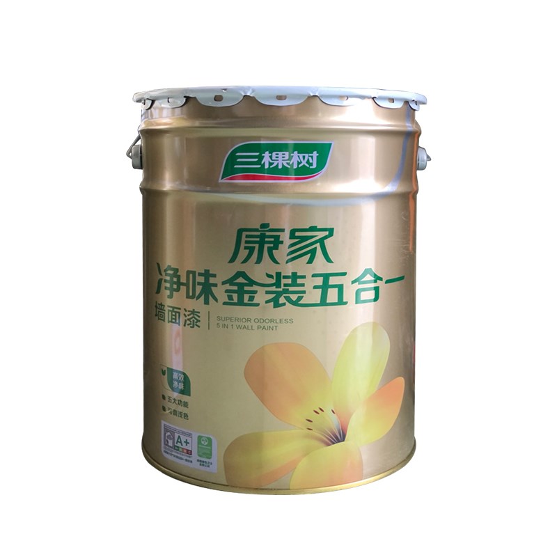 三内树康家净味金色五合一乳胶漆墙面漆白装家用室内哑光棵墙涂料