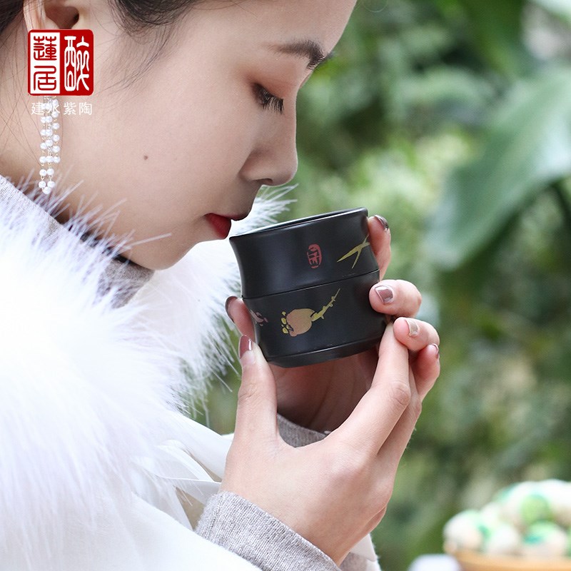 建水紫陶品茗杯主人杯功夫茶杯绿茶杯闻香杯2020新款U09U10U11U12