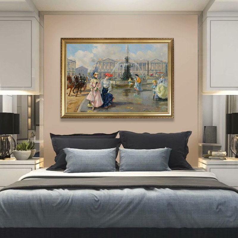 欧式风格厅景风景画高清喷喷油画定制绘画油画布有框画客街床头画
