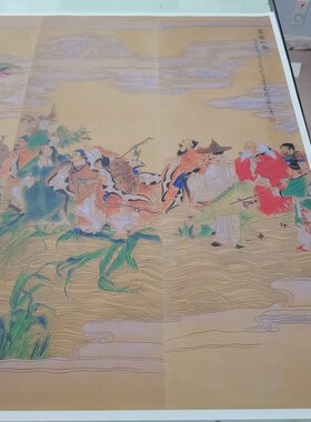 任伯年 群仙祝寿图 巨幅国画人物写真微喷仿古复制玄关酒店装饰