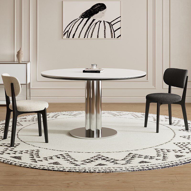 德利丰岩板餐桌圆形家用小户型法式奶油中古风高端全托圆桌饭桌子,住宅家具,岩板餐桌,淘宝优惠券,粉丝福利购,淘宝优惠卷