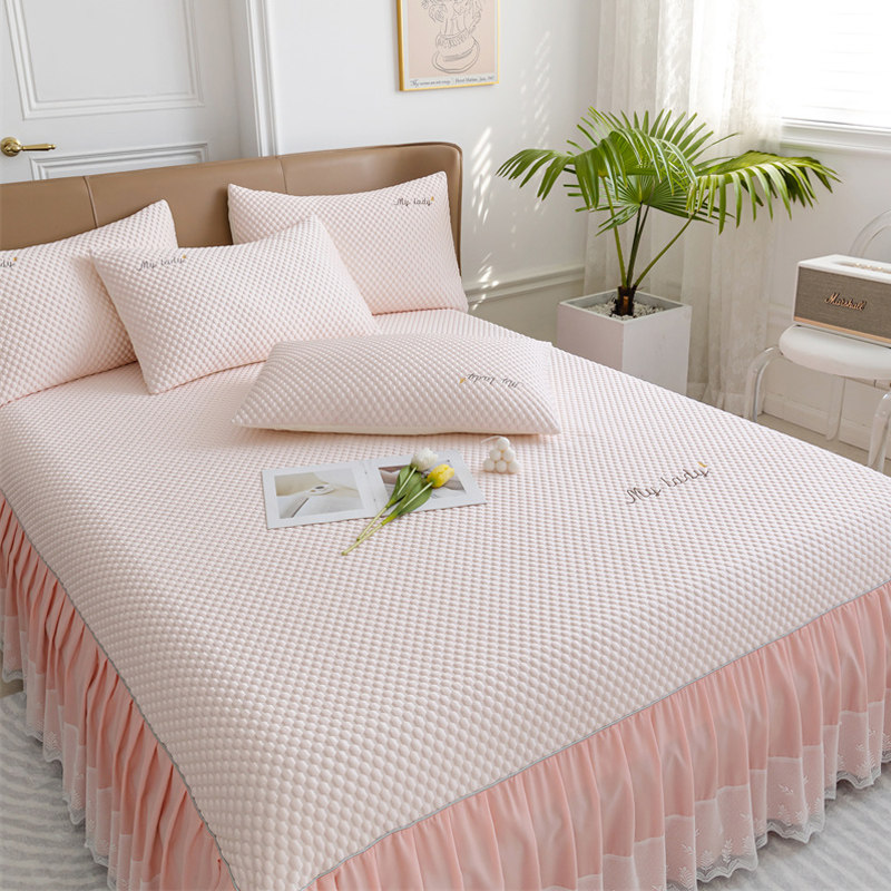 夏季凉感冰豆豆凉席冰丝席三件套花边床裙款可机洗1.8米空调席子,床上用品,冰丝席,淘宝优惠券,粉丝福利购,淘宝优惠卷