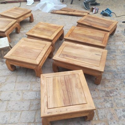 老榆木中式炕桌小茶桌榻榻纯木头小桌子米茶几家用实木飘窗桌阳台