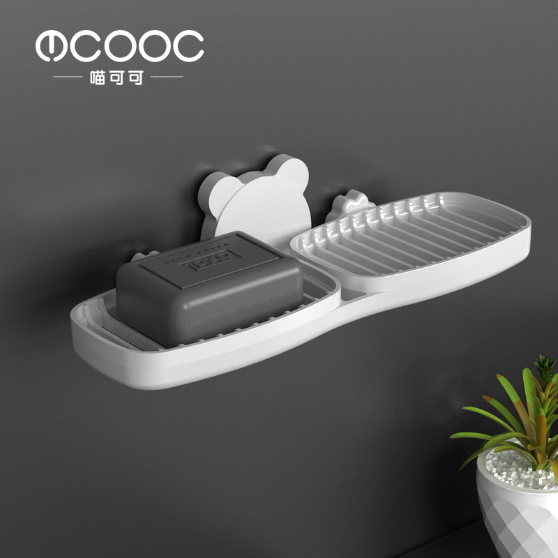 肥皂盒吸盘壁挂式创意沥水架家用双格卫生间双层浴室免打孔香皂架