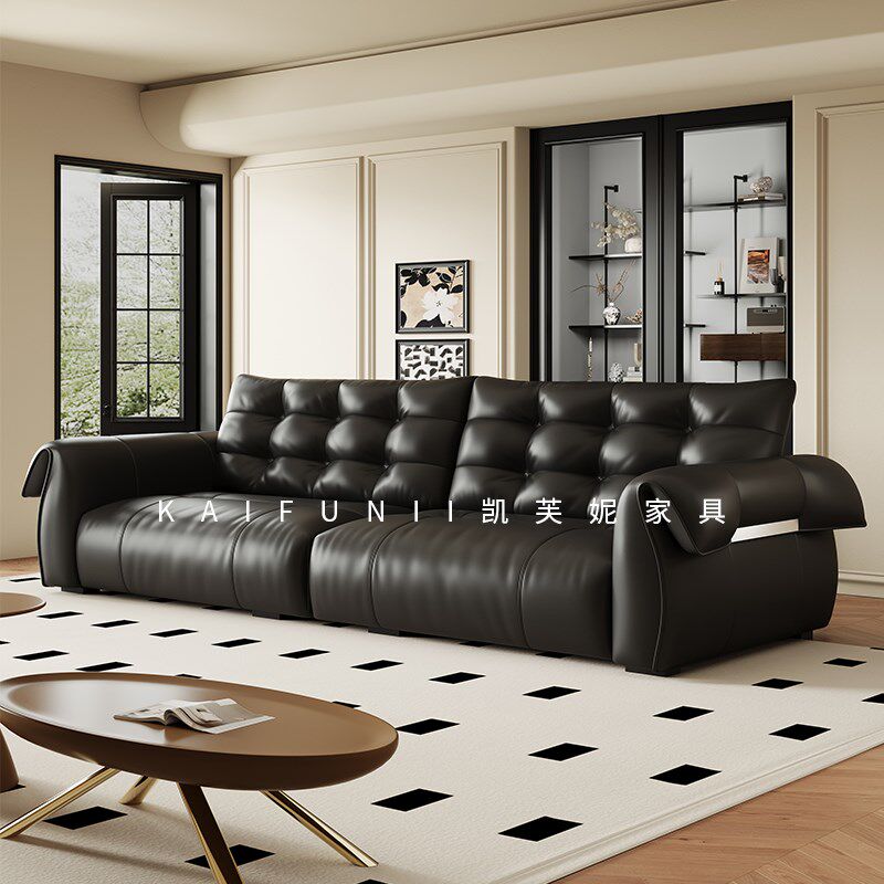 意式极简天鹅沙发客厅简约现代小户型2024年新款头层牛皮沙发