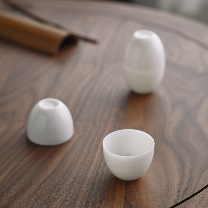 厚皿上釉白瓷茶杯小容量品茗杯子薄胎主人杯纯色功夫茶具蛋壳杯