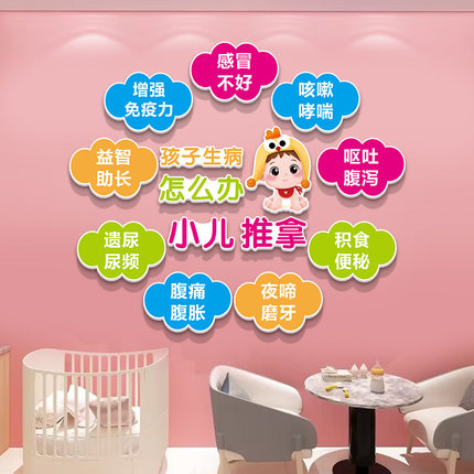 小儿推拿墙贴宣传海报文化墙装饰中医养生按摩理疗店墙面装饰挂画