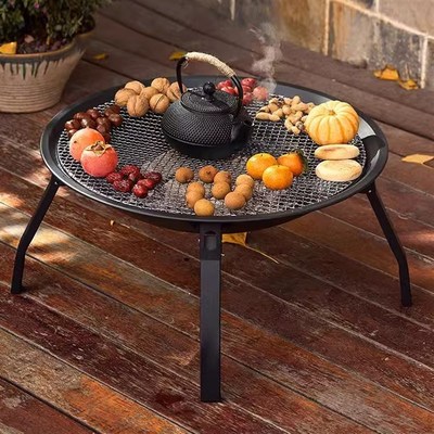 冬季烤火炉火盆炭炉取暖室外烧烤架碳火围炉煮茶家用保暖烧烤一体