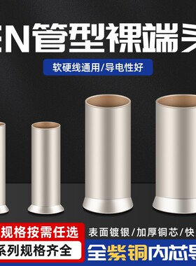 EN管型裸端头 EN7508/1510/2518/4009冷压接线端子紫铜镀银连接管