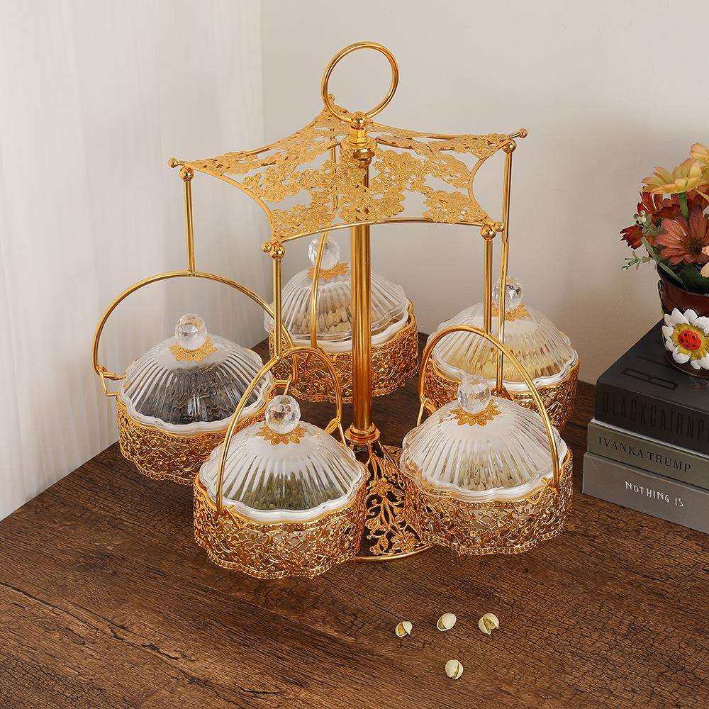 欧式轻奢精美果盘家用金属水果盘五格伞型干果盒分格带盖糖果干果,模玩/动漫/周边/娃圈三坑/桌游,模型制作工具/辅料耗材,淘宝优惠券,粉丝福利购,淘宝优惠卷
