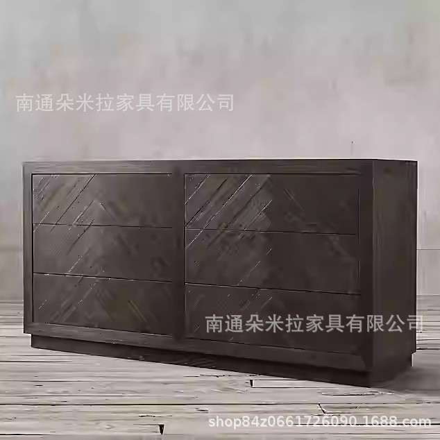 RH美式复古实木四斗柜法式简约抽屉柜靠墙储物柜卧室抽屉收纳置物