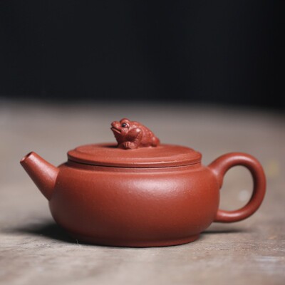 粗砂原矿小蟾壶金蟾大开口易下茶朱泥壶宜兴小功夫茶壶冲茶壶球孔